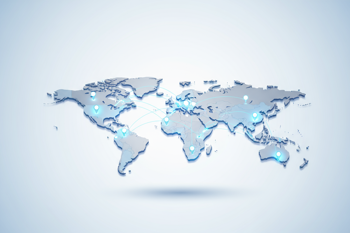 A 3D map which shows that our products sold in the USA, the UK, Europe, Australia and so on