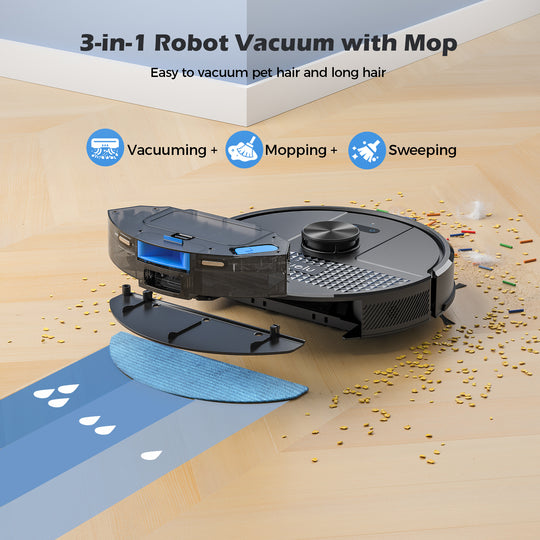 3-in-1 Robot Vacuum with Mop
Easy to vacuum pet hair and long hair